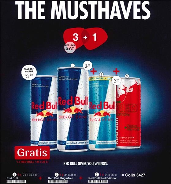 Colis Red Bull 3 + 1 (Gratuit)